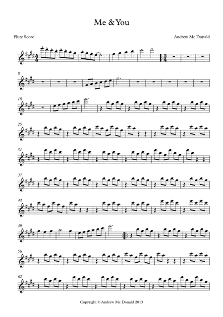 Free Sheet Music Me You Flute Score