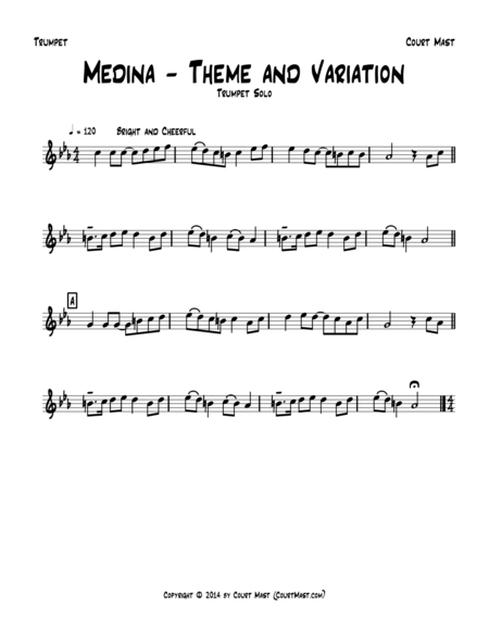 Free Sheet Music Medina Theme And Variation Trumpet Solo