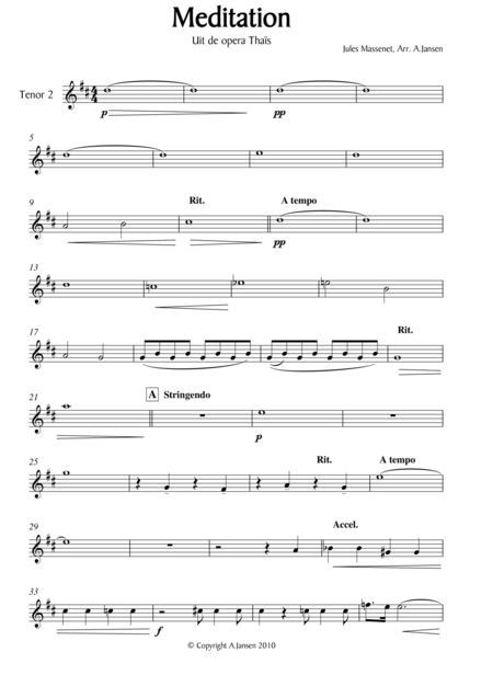 Free Sheet Music Meditation De Thais Parts