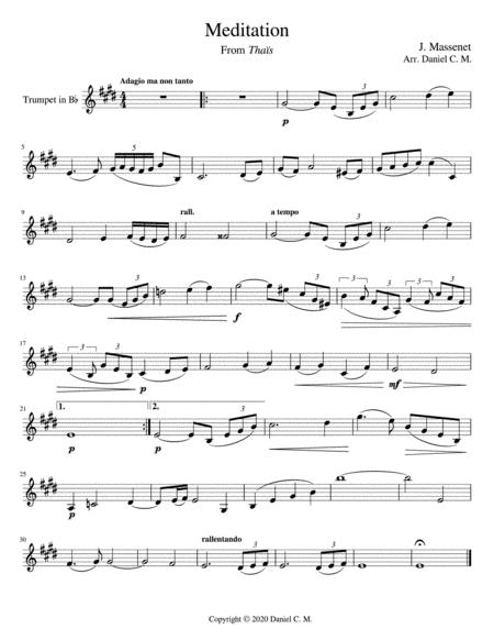 Free Sheet Music Meditation For Bb Trumpet And Piano Easy