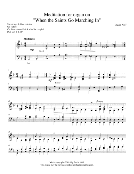 Meditation For Organ On When The Saints Go Marching In Sheet Music