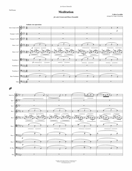 Free Sheet Music Meditation For Solo Cornet And Brass Ensemble