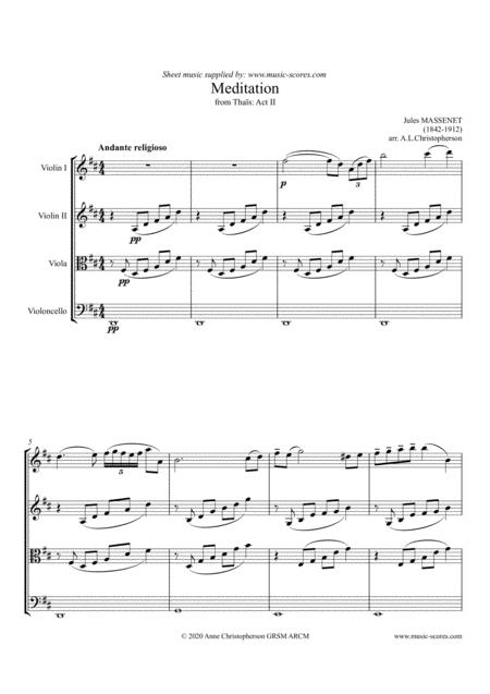 Free Sheet Music Meditation From Thais String Quartet