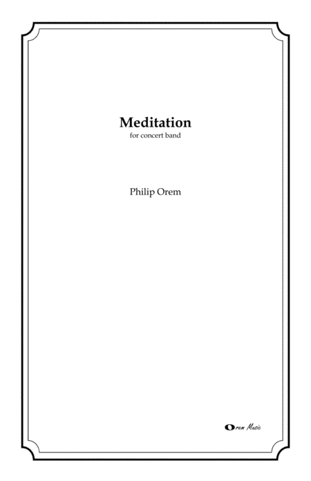 Meditation Score And Parts Sheet Music