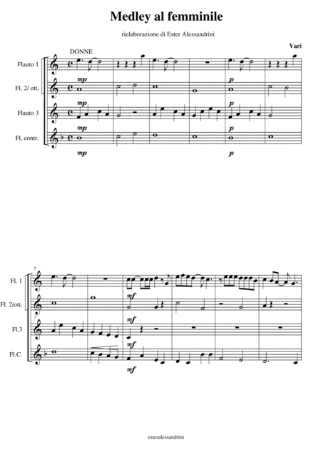 Free Sheet Music Medley Al Femminile