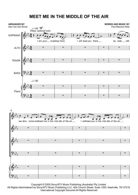 Meet Me In The Middle Of The Air Satb With Piano Accompaniment Sheet Music