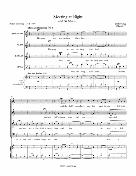 Meeting At Night Satb Chorus Sheet Music