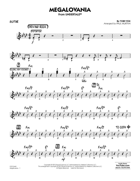 Free Sheet Music Megalovania Arr Paul Murtha Guitar