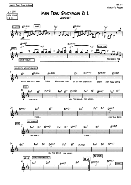 Free Sheet Music Mein Tenu Samjhawan Ki Arijit Singh Shreya Goshal