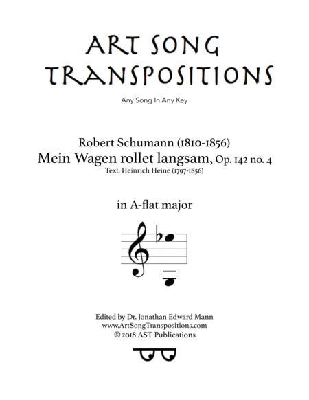 Free Sheet Music Mein Wagen Rollet Langsam Op 142 No 4 A Flat Major