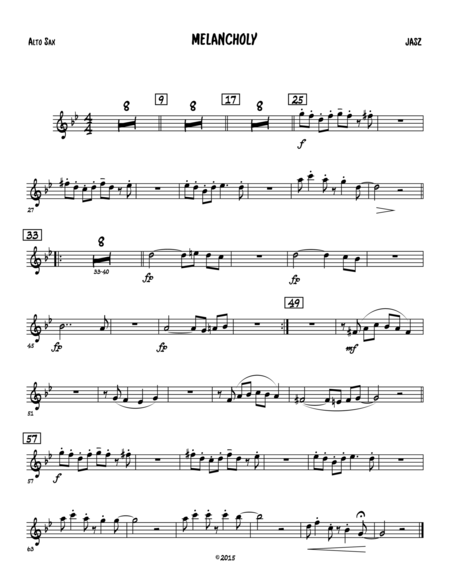 Melancholy Alto Sax Sheet Music