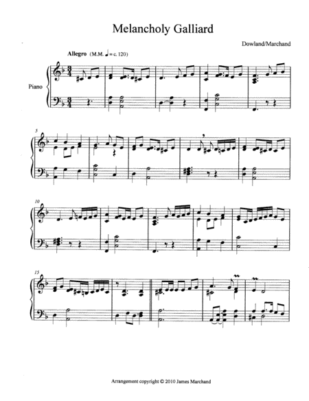 Free Sheet Music Melancholy Galliard