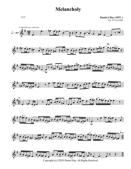 Free Sheet Music Melancholy Treble Solo