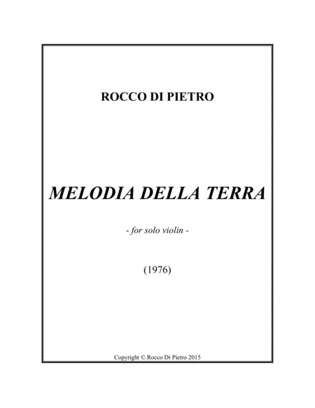 Melodia Della Terra Melody Of The Earth Sheet Music