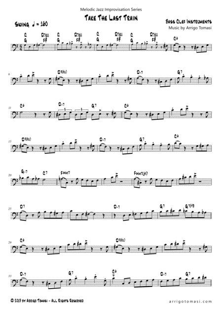 Melodic Jazz Improvisation Series Take The Last Train Bass Clef Instruments Sheet Music