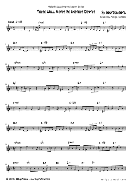 Free Sheet Music Melodic Jazz Improvisation Series There Will Never Be Another Dexter Bb Instruments