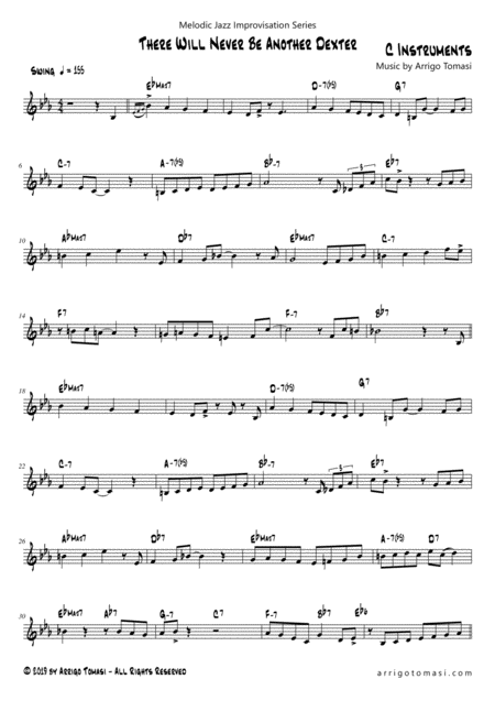 Free Sheet Music Melodic Jazz Improvisation Series There Will Never Be Another Dexter C Instruments