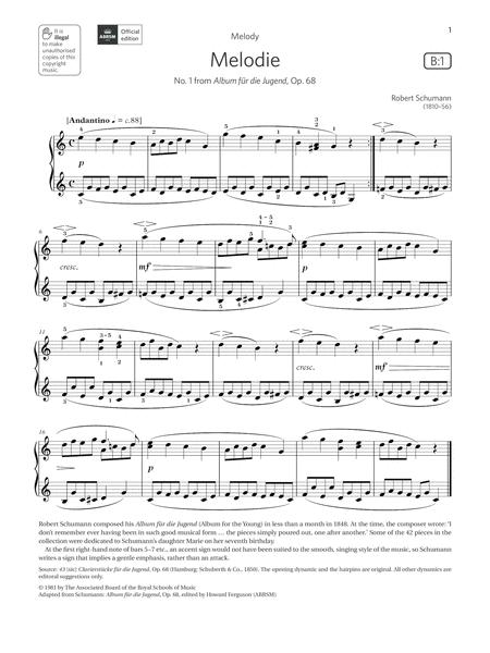 Free Sheet Music Melodie Grade 1 List B1 From The Abrsm Piano Syllabus 2021 2022