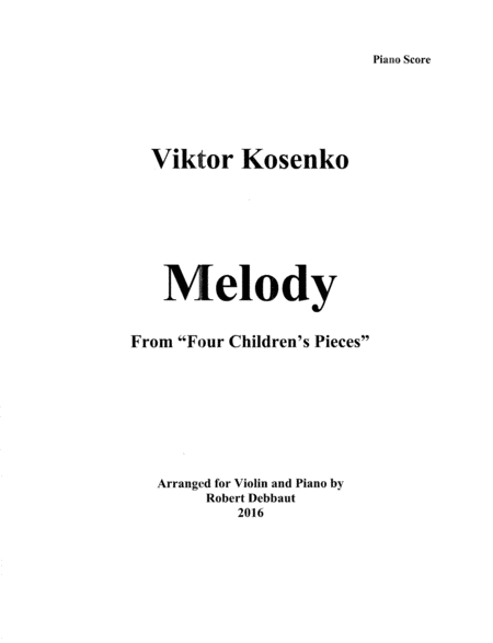 Free Sheet Music Melody By Viktor Kosenko From Four Childrens Pieces