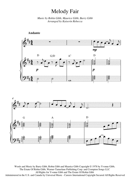 Free Sheet Music Melody Fair