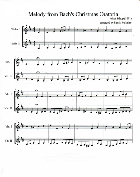 Free Sheet Music Melody From Bachs Christmas Oratoria