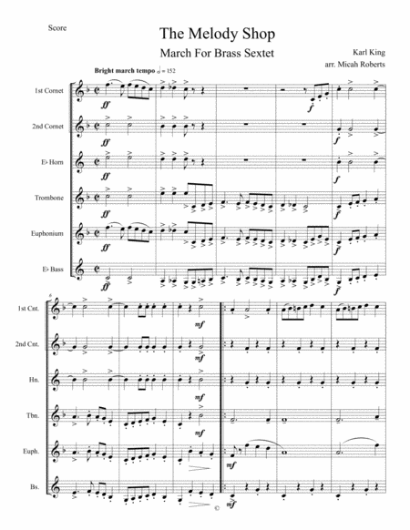 Free Sheet Music Melody Shop March For Brass Sextet