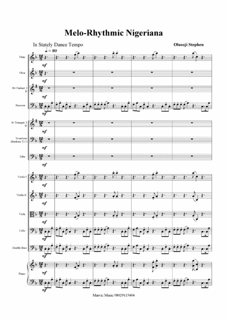 Free Sheet Music Melorythmic Nigeriana Olusoji