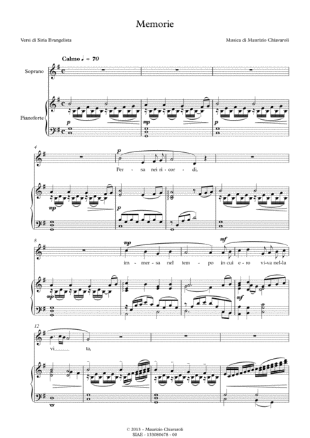 Free Sheet Music Memorie