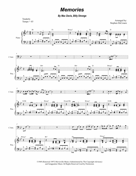 Memories For Solo Bass C Instrument Sheet Music