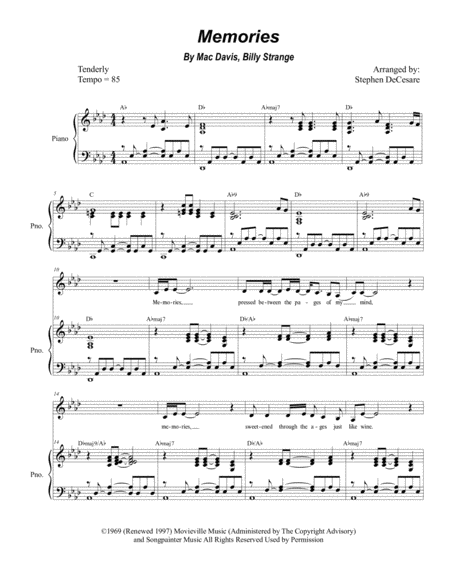 Free Sheet Music Memories For Vocal Solo