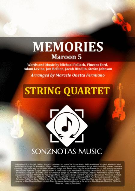 Free Sheet Music Memories Maroon 5 Sheet Music For String Quartet Score And Parts