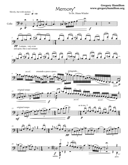 Memory For Solo Cello Sheet Music