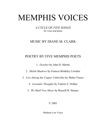 Memphis Voices Medium Low Voice Sheet Music