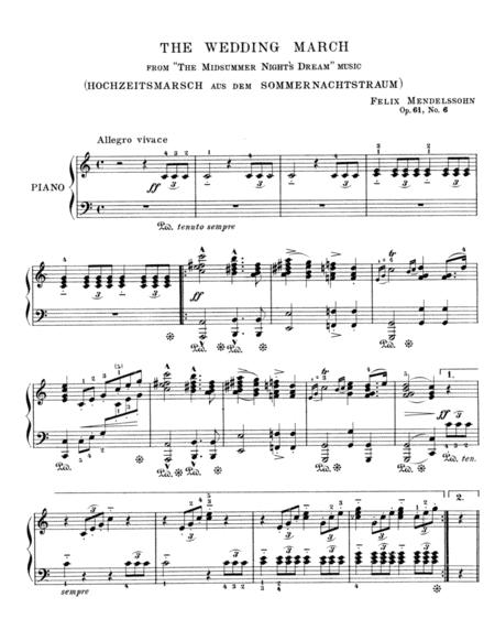 Mendelssohn A Midsummer Nights Dream Wedding March Original Full Version Sheet Music