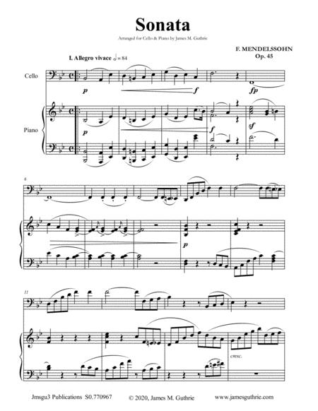 Free Sheet Music Mendelssohn Sonata Op 45 For Cello Piano