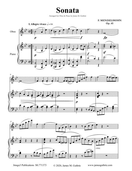 Mendelssohn Sonata Op 45 For Oboe Piano Sheet Music