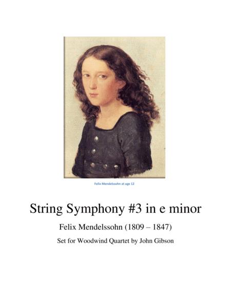 Mendelssohn String Symphony 3 Set For Woodwind Quartet Sheet Music