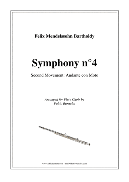 Mendelssohns Fourth Symphony Second Movement For Flute Choir Sheet Music