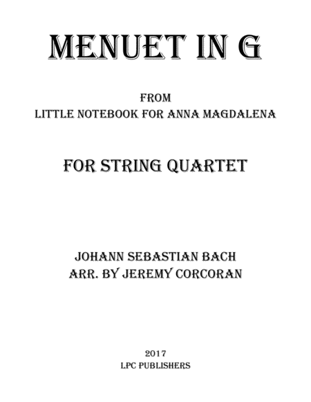 Free Sheet Music Menuet In G For String Quartet