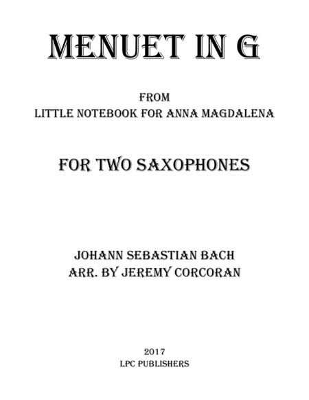 Menuet In G For Two Saxophones Sheet Music