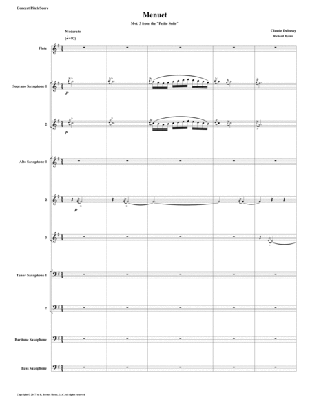 Menuet Mvt 3 From Debussys Petite Suite For Saxophone Nonet Flute Sheet Music