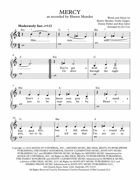 Mercy Beginner Edition Sheet Music