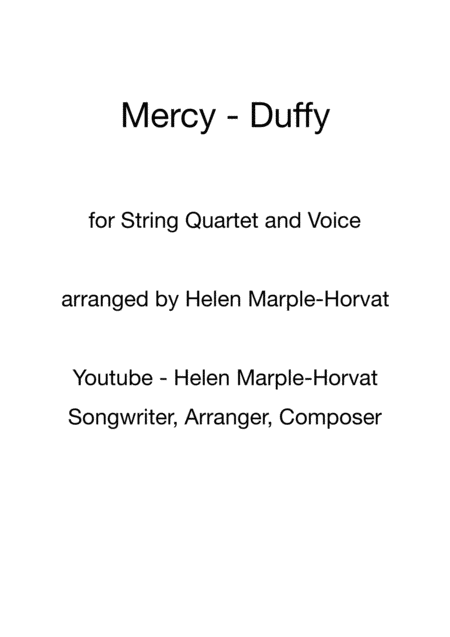 Mercy Duffy For Voice And String Quartet Sheet Music