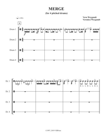 Free Sheet Music Merge For 4 Tuned Drums