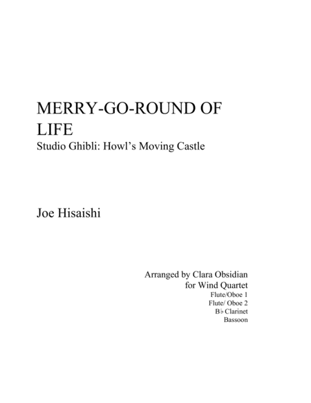 Free Sheet Music Merry Go Round Of Life Arr For Wind Quartet