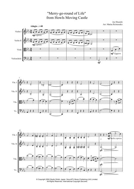 Free Sheet Music Merry Go Round Of Life For String Quartet