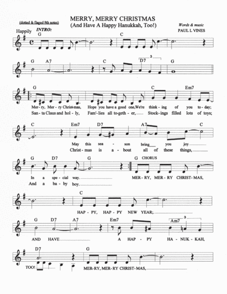 Merry Merry Christmas And Have A Happy Hanukkah Too Sheet Music