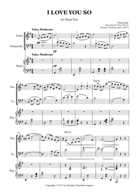 Merry Widow Lippen Schweigen For Piano Trio Sheet Music