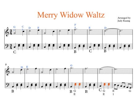 Merry Widow Waltz Easy Piano Sheet Music