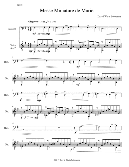 Messe Miniature De Marie For Bassoon And Guitar Sheet Music